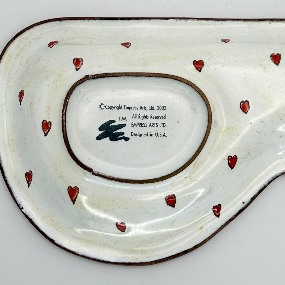 Empress Arts 2002 Handpainted Enamel Trinket Eyeglass Tray Yellow Floral Hearts - Picture 7 of 8